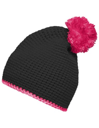 DAI-MB7964-Pompon Hat With Contrast Stripe